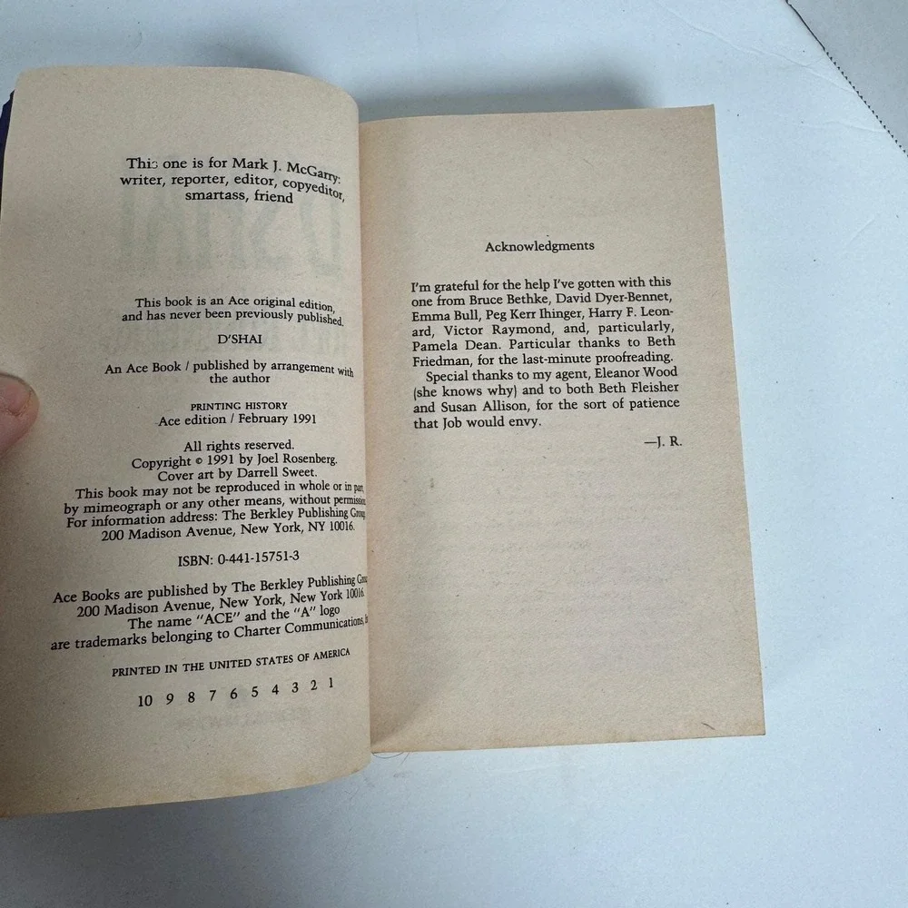 D'Shai Joel Rosenberg 1991 First Ace‎ Edition Fantasy Dragon Ace Books